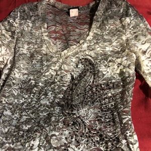 Day trip lace top with beading